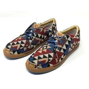 Twisted X Hooey Loper Shoes 7 Aztec Southwest Canvas Moc Toe